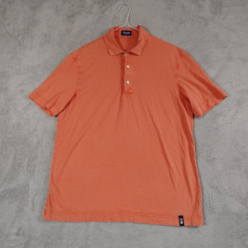 Drumohr Coral Garment Washed Jersey Cotton Polo Shirt L Made in Italy Preppy